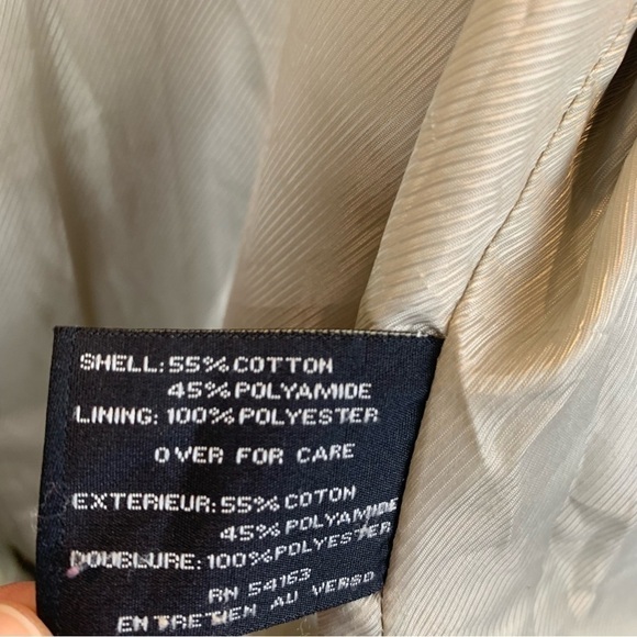 Cole Haan sz L Vintage Stone Beige Tan Hooded Raincoat Jacket Trench Women's - Picture 12 of 12